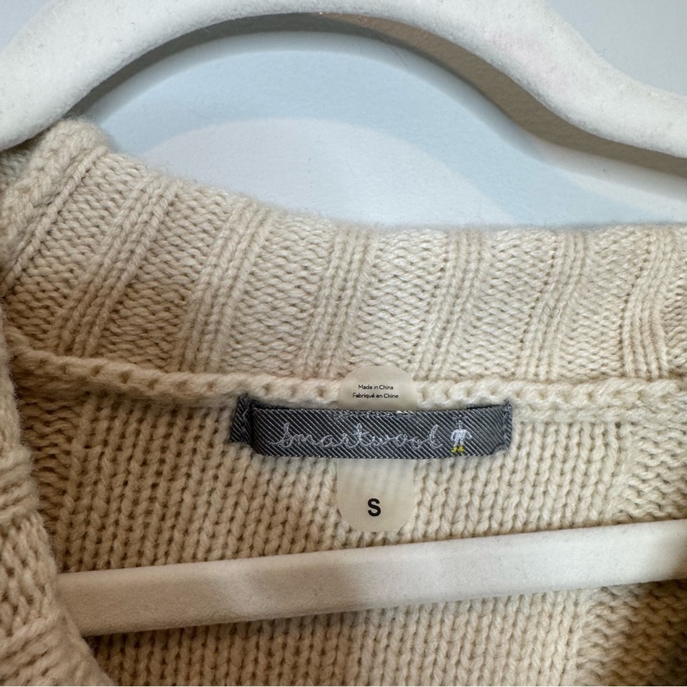 Smartwool Crestone Tunic Cowl Neck Sweater Cable Knit Cream Size Small - Picture 3 of 8
